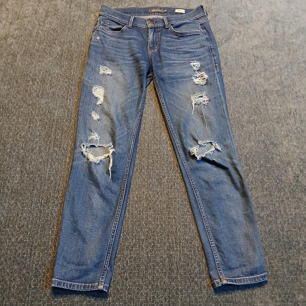 Level 99 Sienna Tomboy Distressed Jeans Women 25 Medium Wash Straight Leg Denim